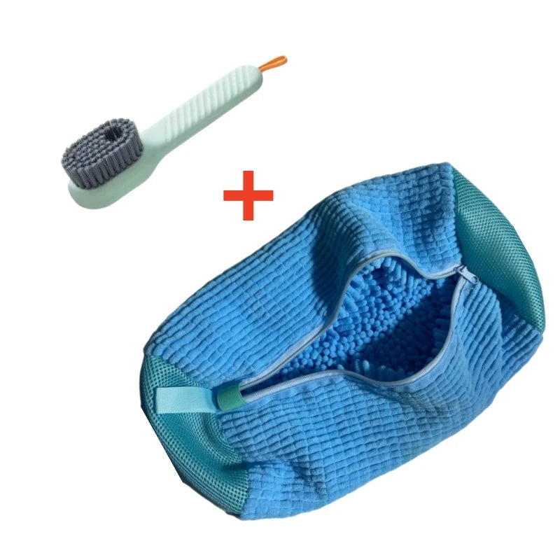 Shoe Washing Machine Bag with Liquid Shoe Brush Set