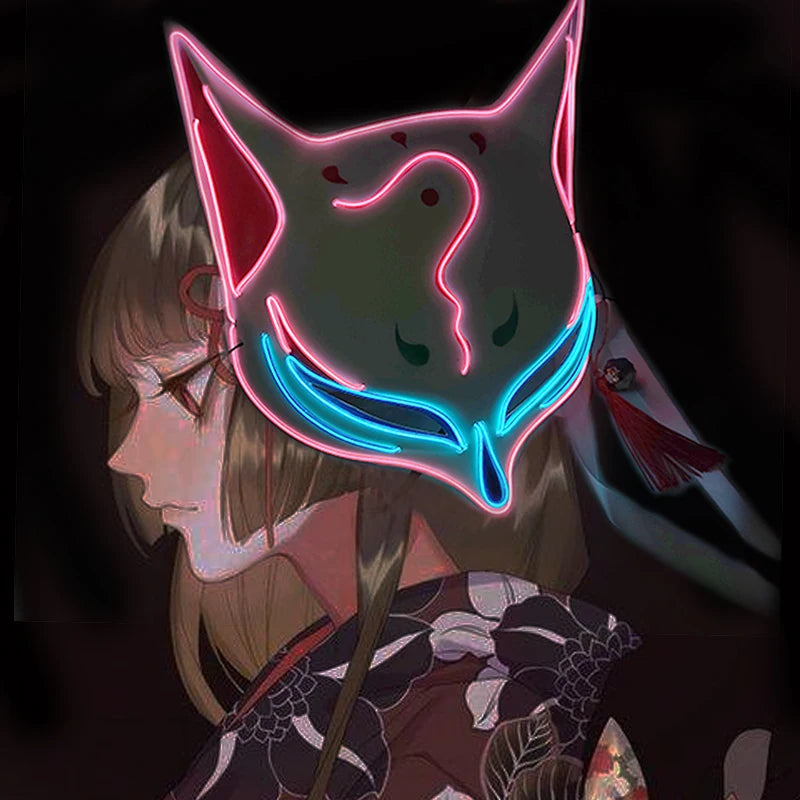 Glowing  Demon Slayer Mask Cosplay Japanese Cartoon