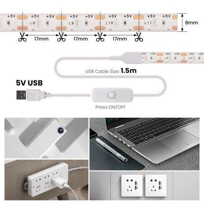 5V 2835 LED Strip Light 2835 60Leds/m Flexible Fita Led Tape