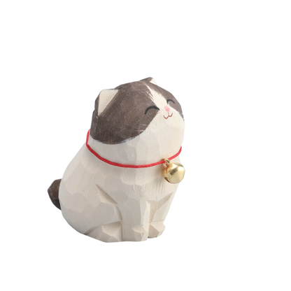 Cute Cat Animals Figurine Decorative Wooden Ornament