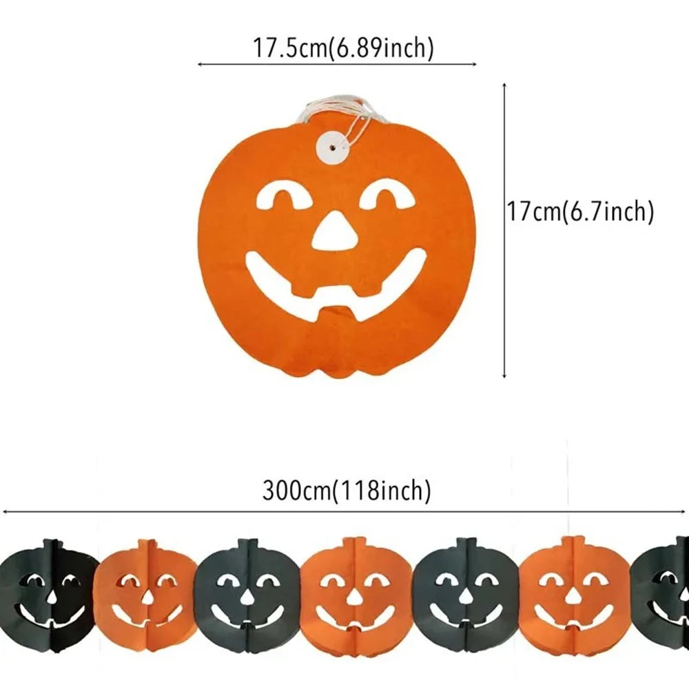 Halloween Paper Banner Spider Pumpkin