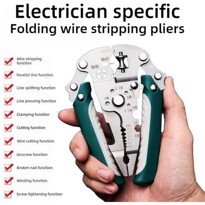 Foldable 18-in-1 Wire Stripping Pliers Crimping Tool