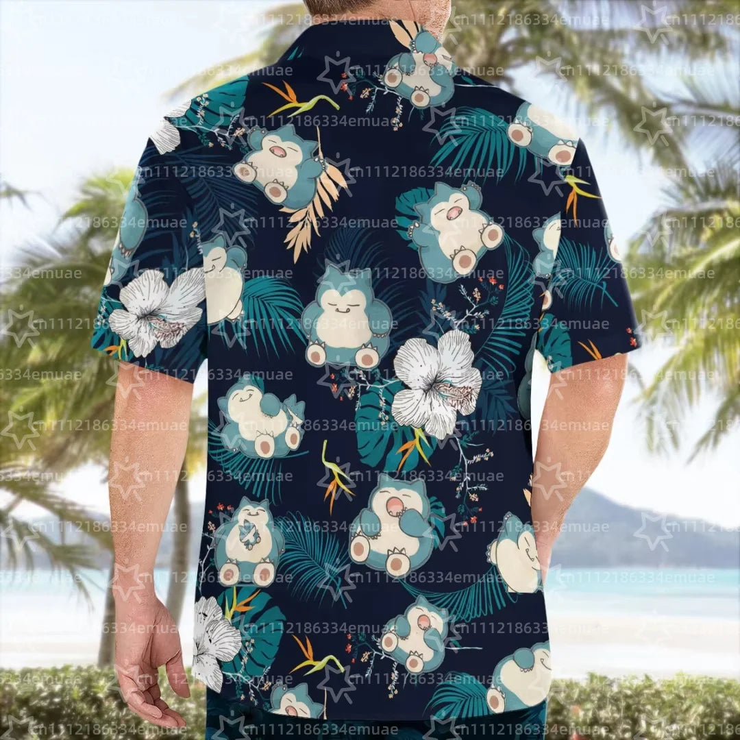 SUMMER New Snorlax Hawaiian Shirt Tropical Anime Aloha Shirt