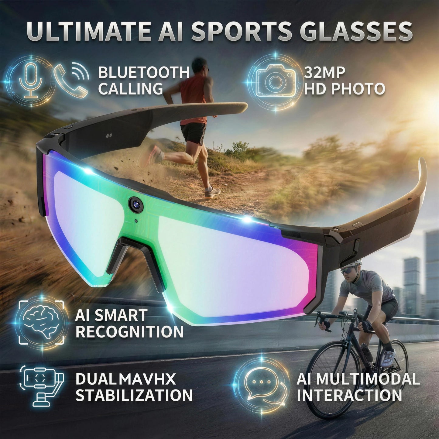 New AI smart shooting&recording glasses with 800W camera