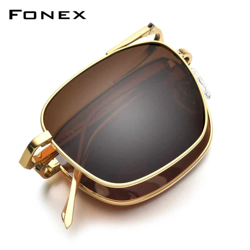 FONEX Pure Titanium Polarized Sunglasses Men Folding