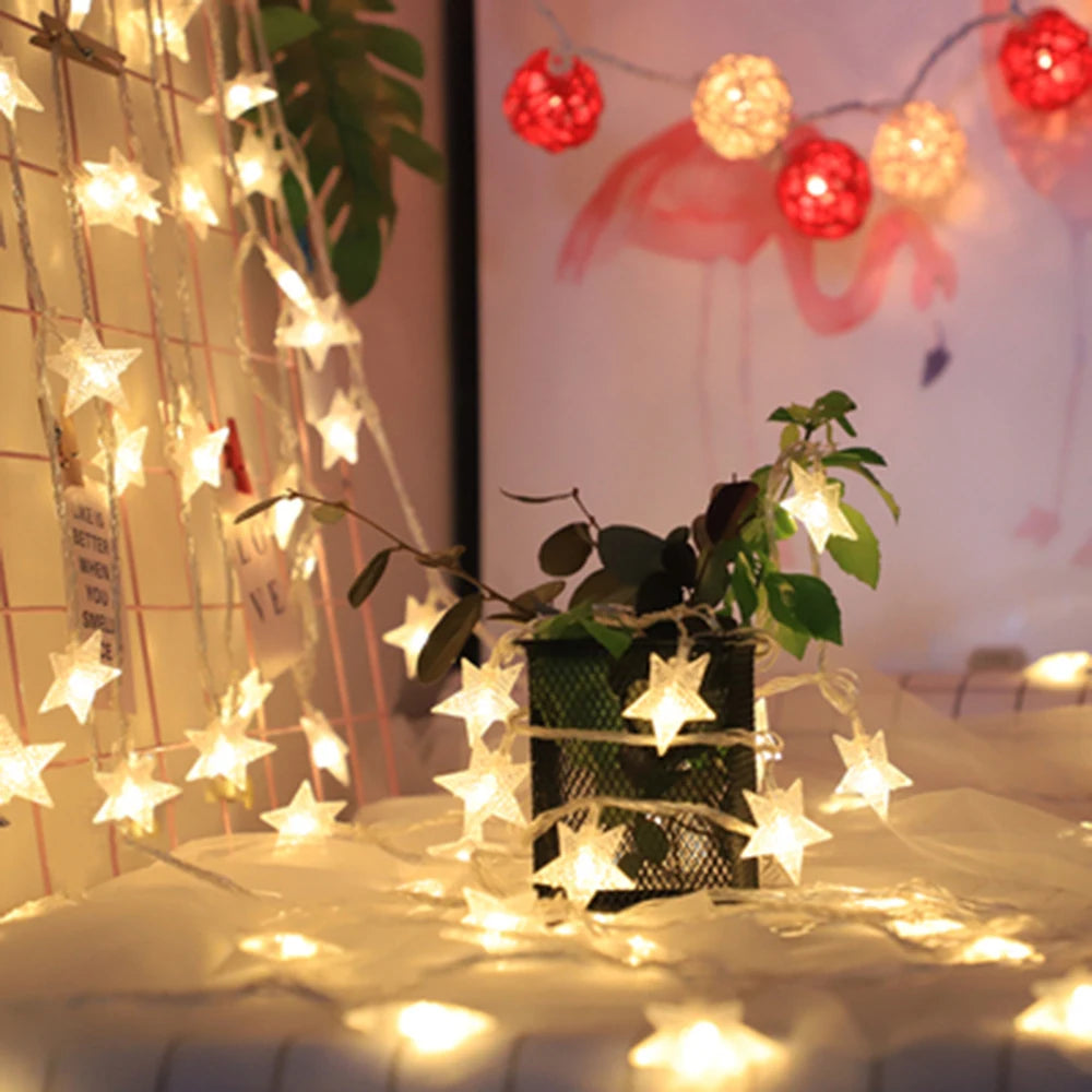 1.5M/3M/6M/10M 80Leds Star String Lights Christmas Garland