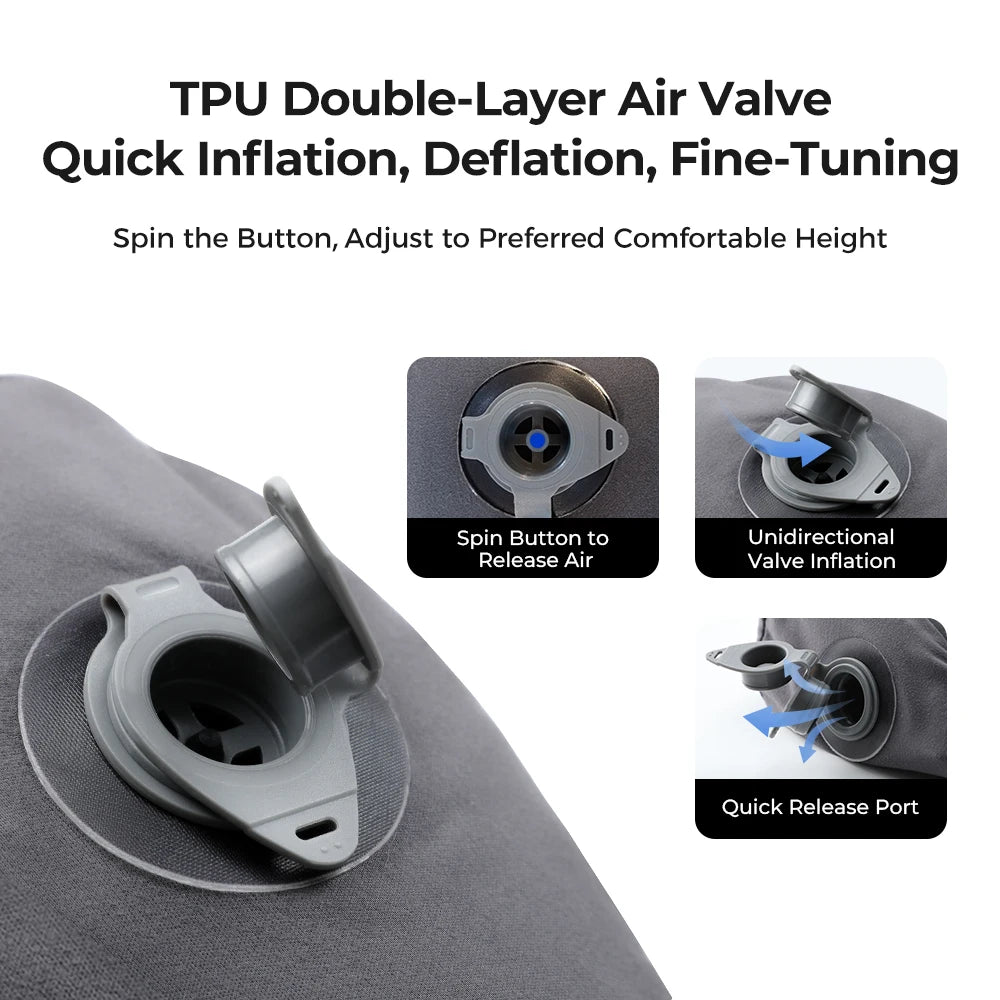 Inflatable Camping Pillow, Ergonomic Pillow