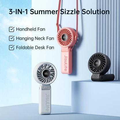 JISULIFE Portable Handheld Fan with LED Display