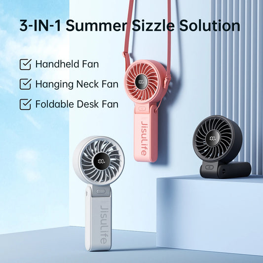 JISULIFE Portable Handheld Fan with LED Display