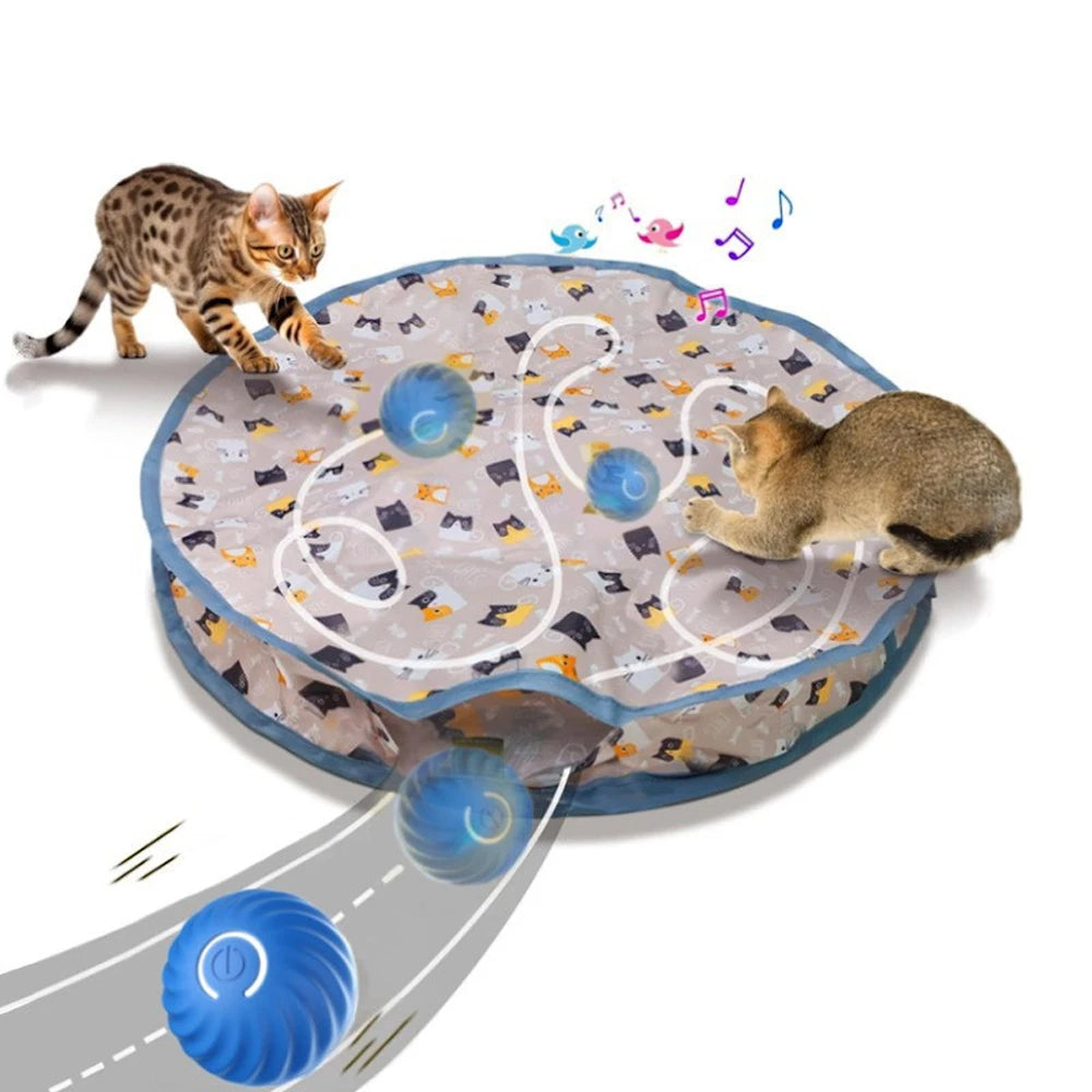 Smart Interactive Cat Toys Ball Fast Rolling in Pouch Hide and Seek