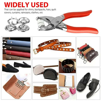 Prong Rings 9.5mm Buckle Buttons Metal Color Pliers Snap