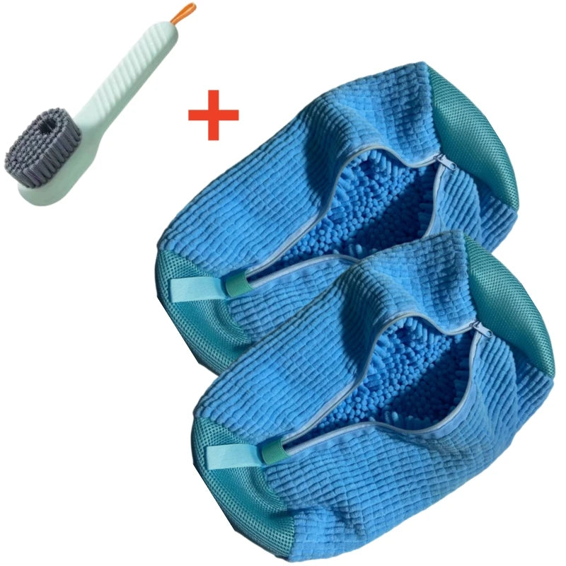 Shoe Washing Machine Bag with Liquid Shoe Brush Set