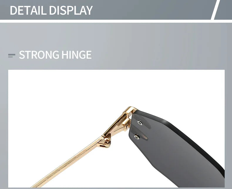 Rimless Hexagon Sunglasses Retro Irregular Square