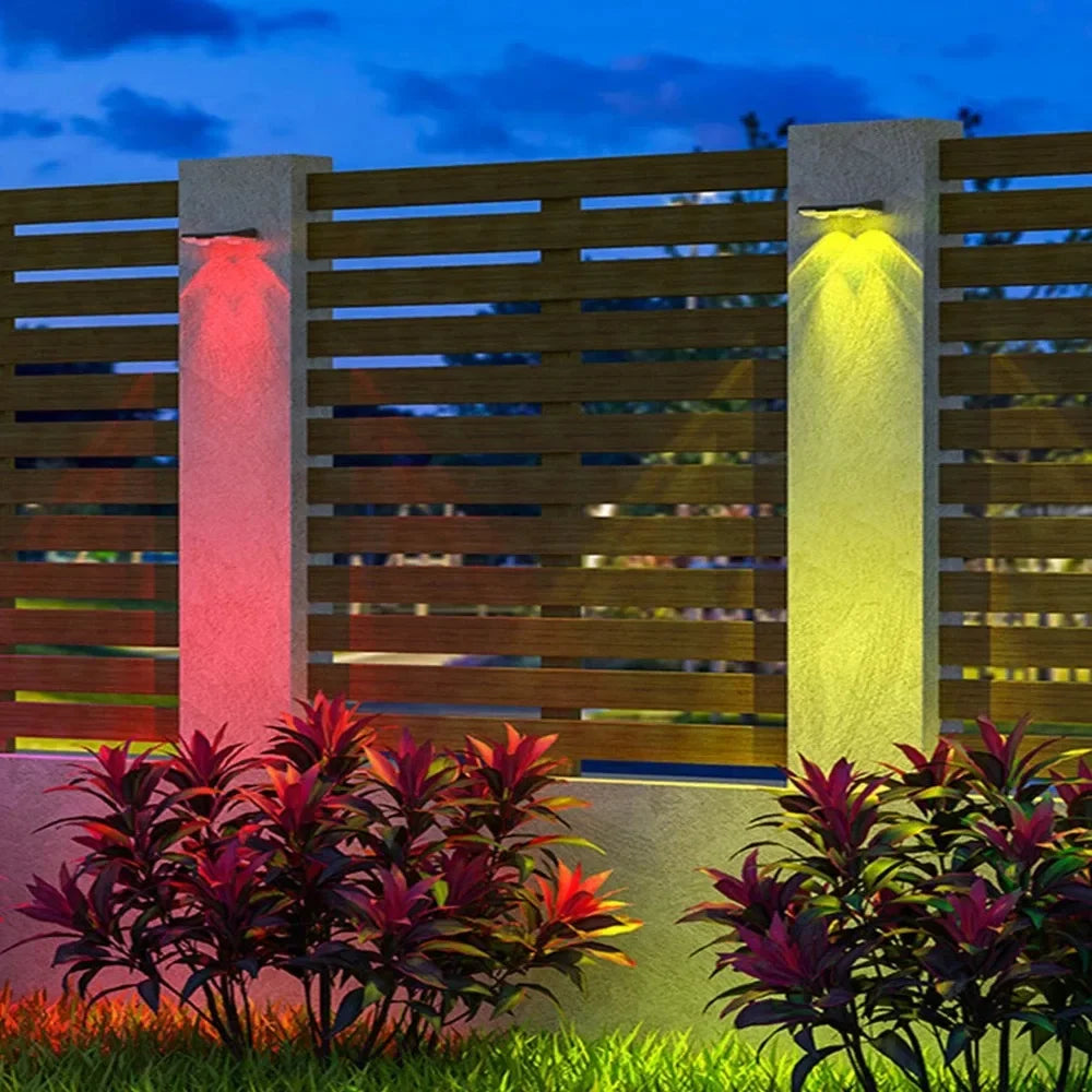 Solar Powered LED Fence Lights Outdoor Waterproof Wall Lamp