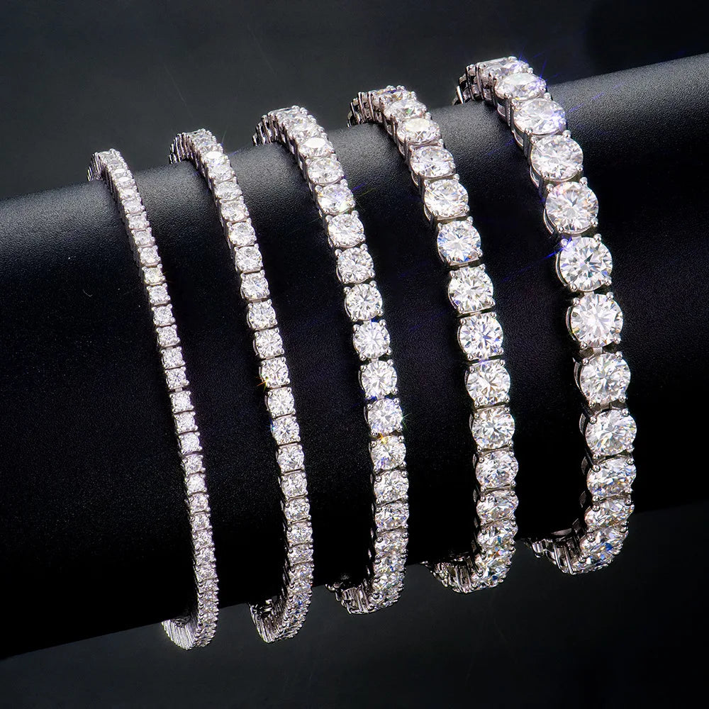 100% Real Moissanite Tennis Bracelet 925 Sterling Silver Plated