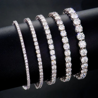 100% Real Moissanite Tennis Bracelet 925 Sterling Silver Plated