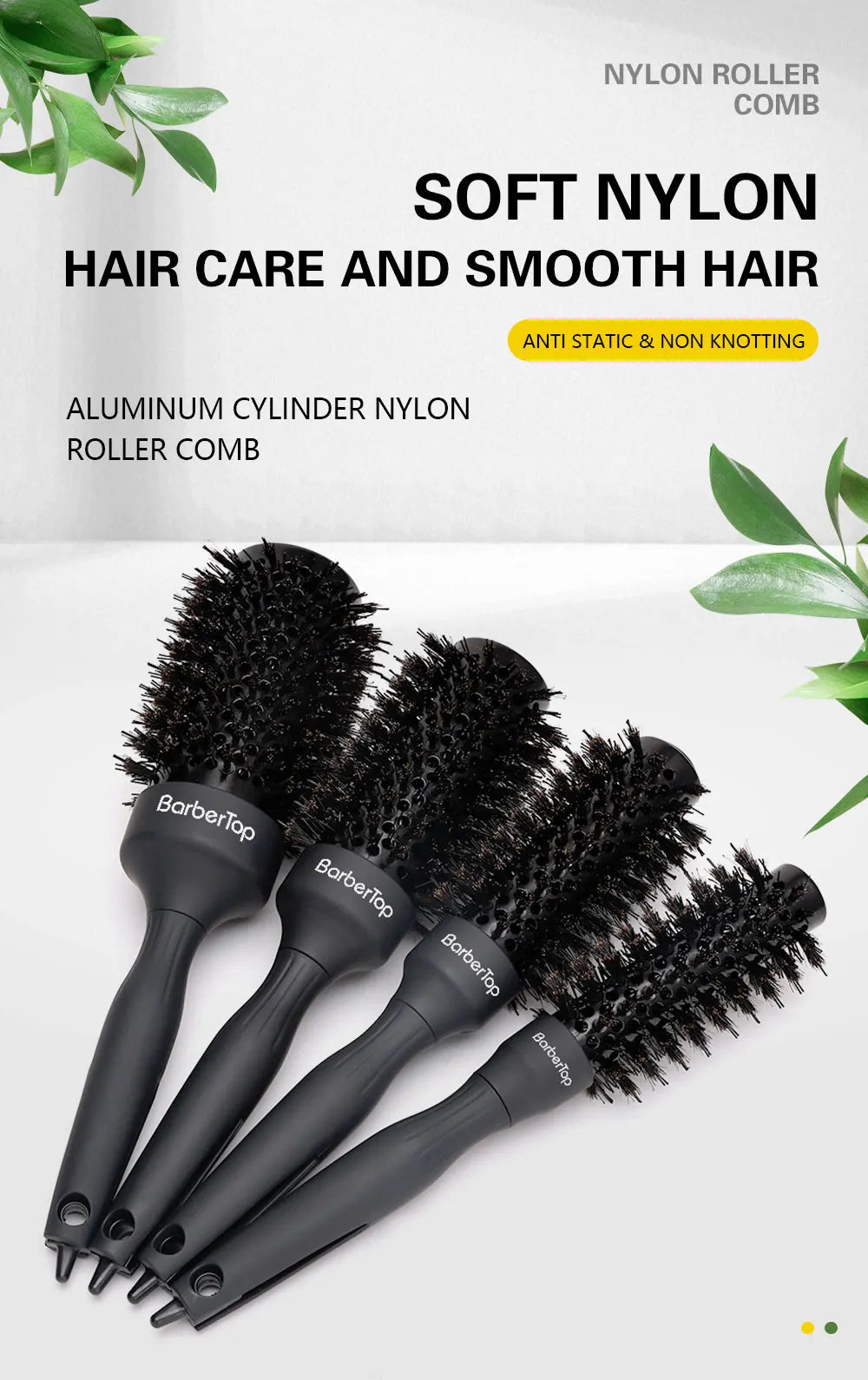 Handle Round Rolling Brush Straight Twill Hair Comb
