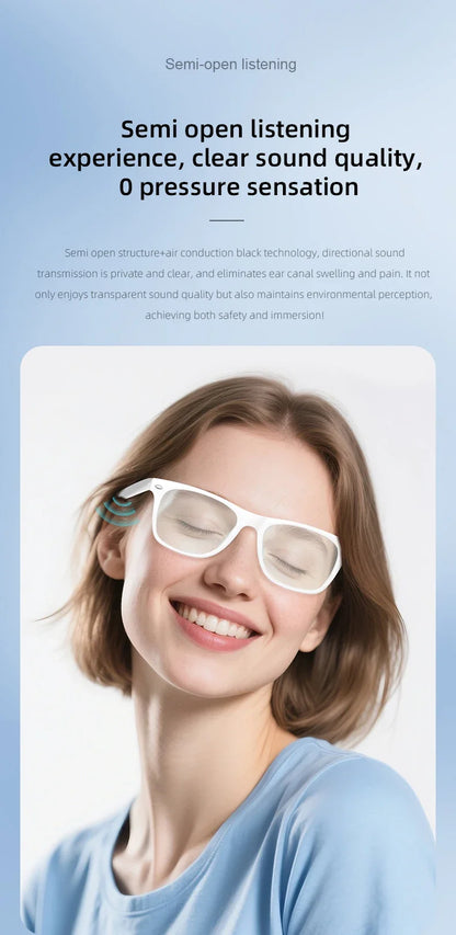 AI Translation Smart Glasses  Bluetooth Call Headphones