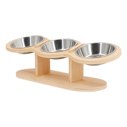 Elevated Cat Bowls Raised Wood Stand Feeder