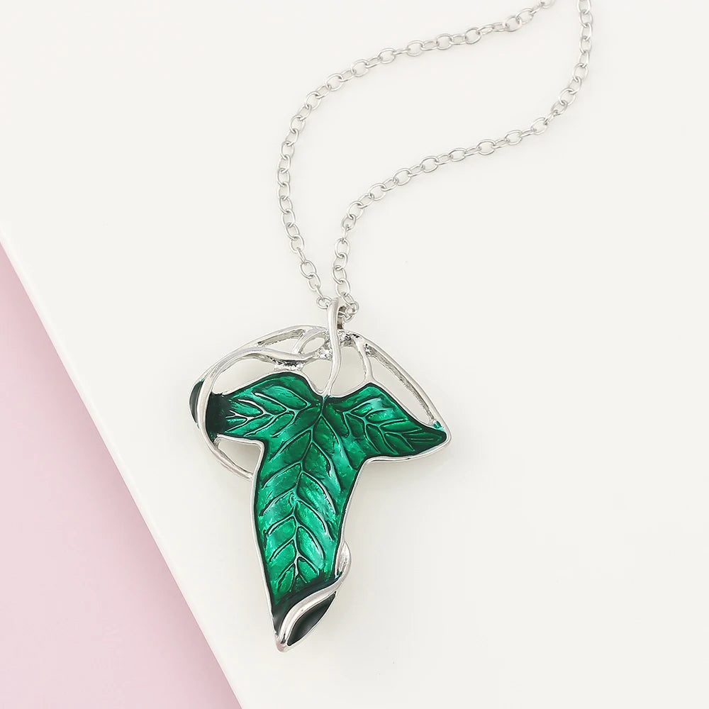Arwen Evenstar Green Leaf Pendant Necklace for Women