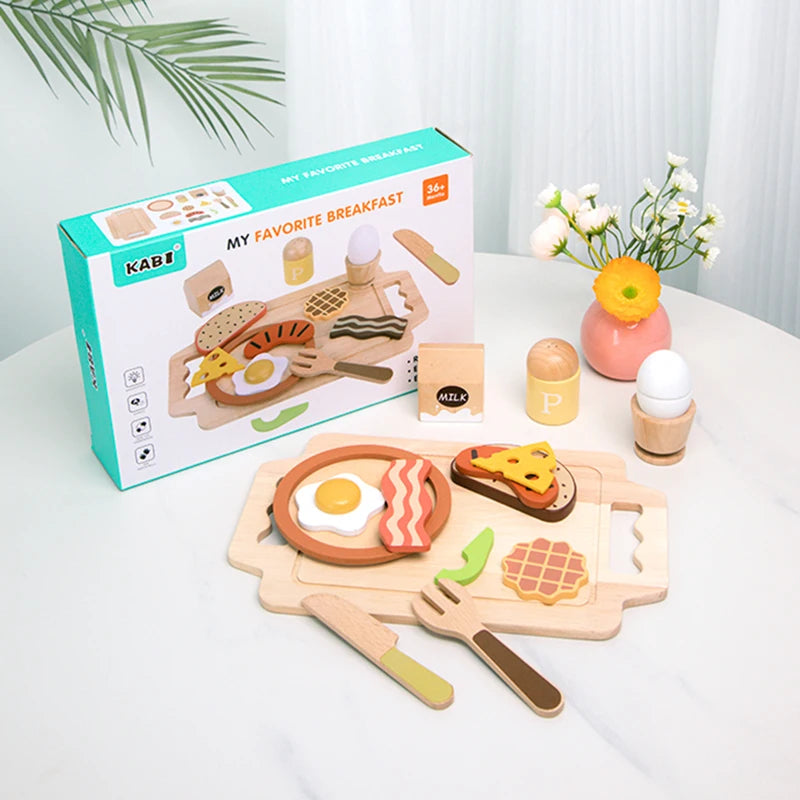 Wooden Kitchen Pretend Play Set Montessori Simulation Plates