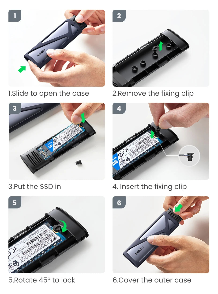 UGREEN M2 SSD Case NVME SATA Dual Protocol M.2 to USB Type C