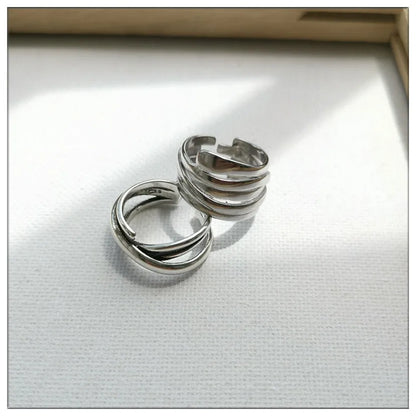 VENTFILLE 925 Sterling Silver Finger Rings Hollow Chain