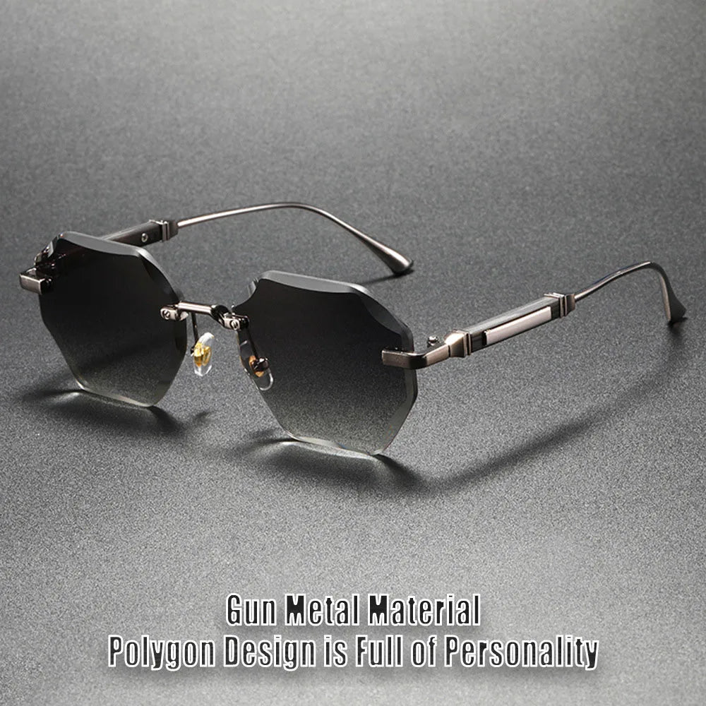 Man Woman Sunnies Fashion Unisex Rimless Sunglasses