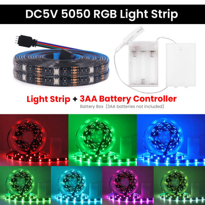 3AA Battery Power RGB Led Strip Light 5V 5050 TV Backlight