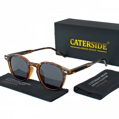 Caterside Polarized Round Sunglasses Men TR Frame
