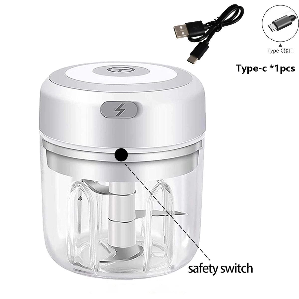 100ml/250ml Electric Mini Garlic Press Chopper Grinder