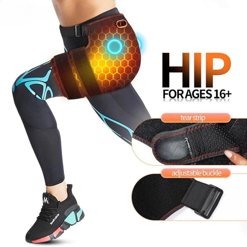 Cordless Heated Hip Support Brace with Massager Relief