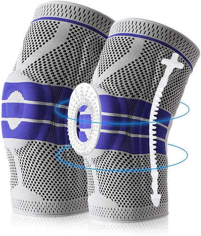 Silicone Padded Knee Pads Supports Brace Basketball Fitness