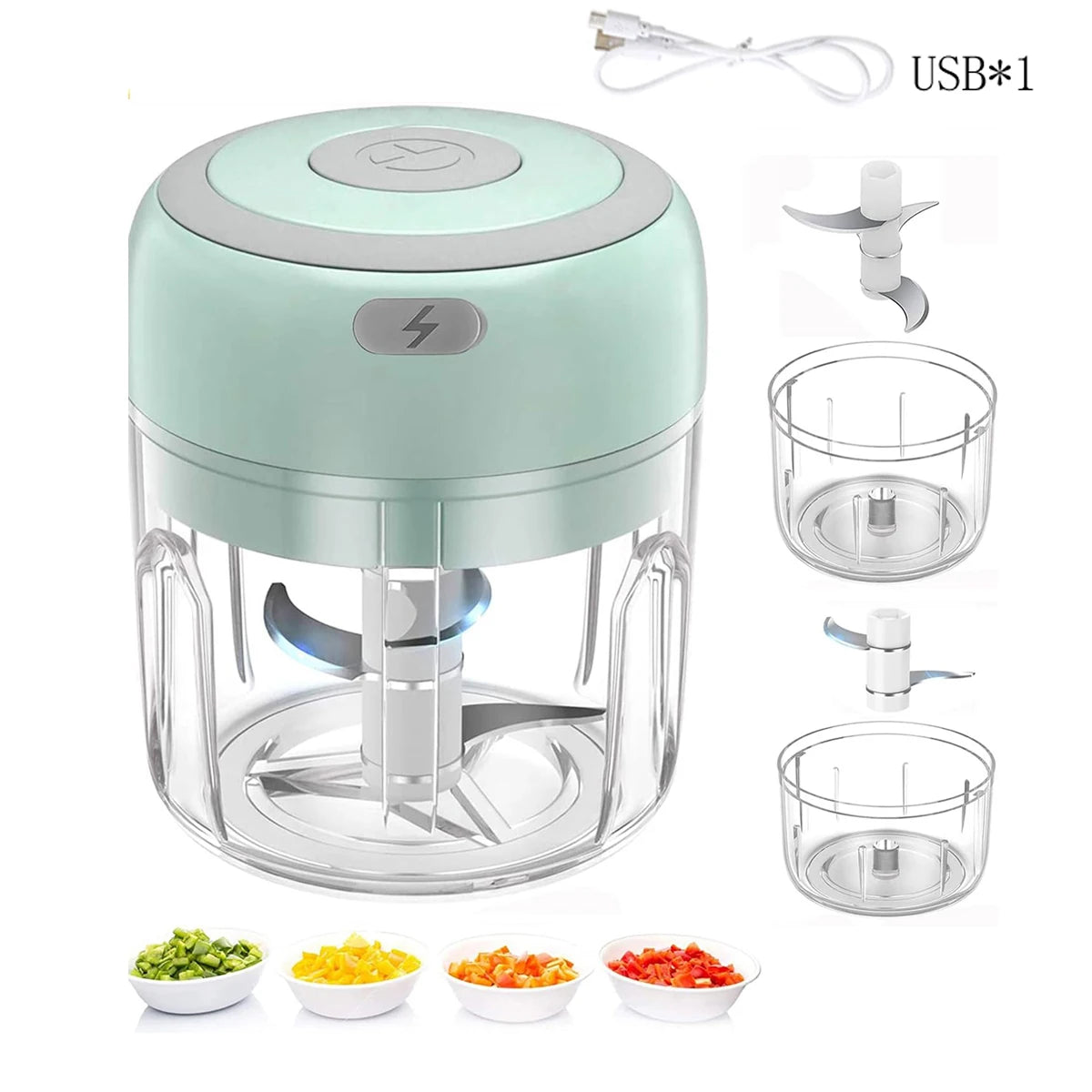 100ml/250ml Electric Mini Garlic Press Chopper Grinder