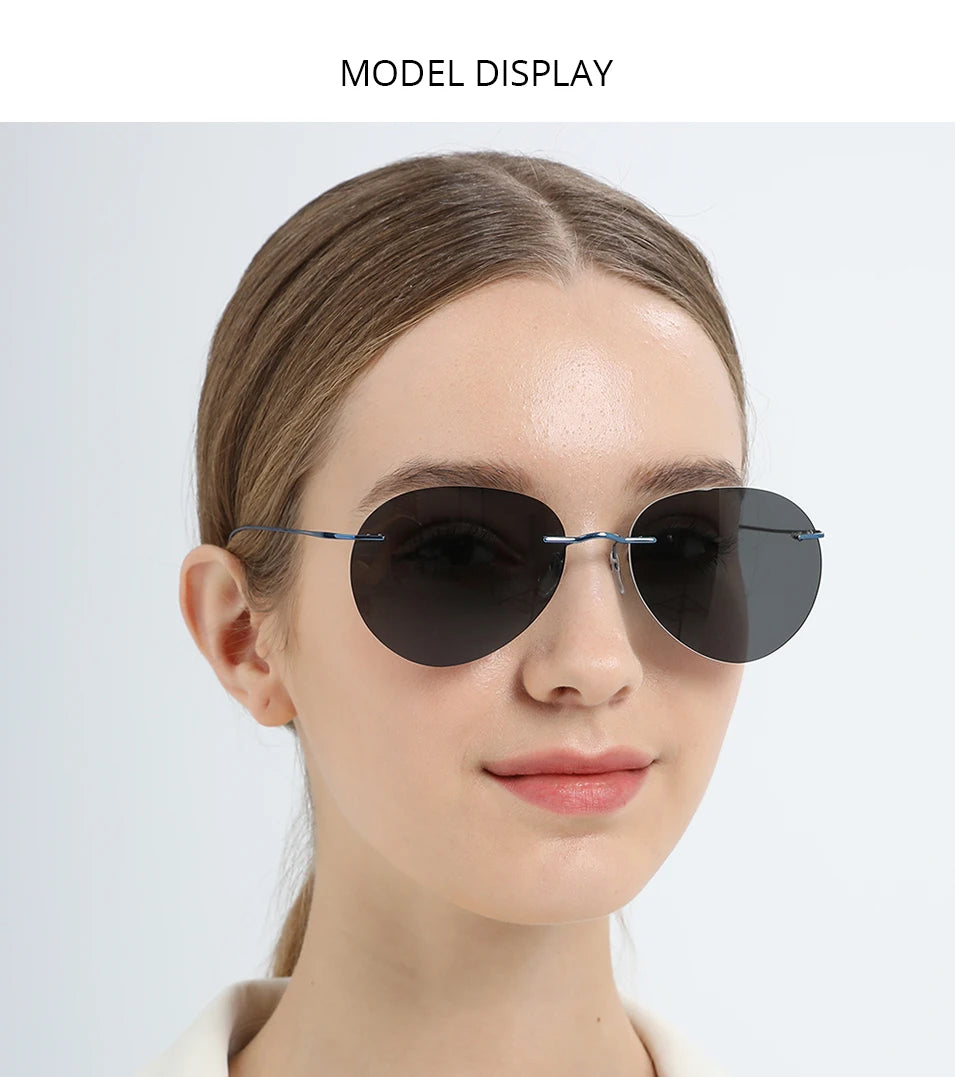 Titanium Rimless Sunglasses Men Ultralight Frameless