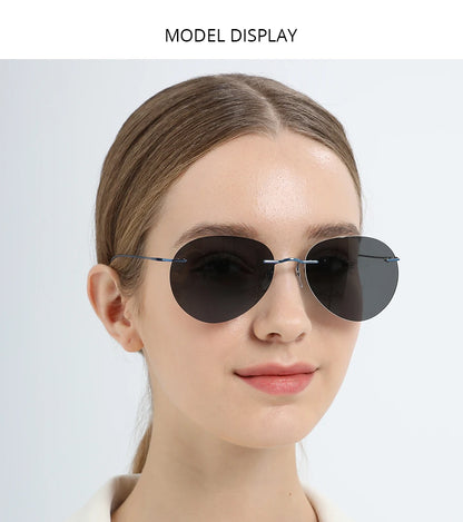Titanium Rimless Sunglasses Men Ultralight Frameless