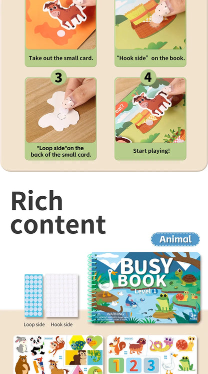 Children Quiet Busy Book 4 Themes Cartoon Travel Sticker