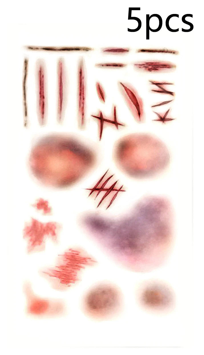 Halloween Scar Temporary Tattoo Stickers Red Blood Clot Face