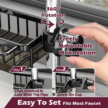 Kitchen Sink Faucet Organizer Dish Drain Rack