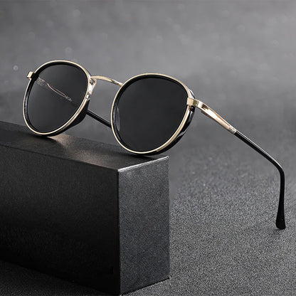 HBK TRetro Punk Men's Polarized Sunglasses Round Design