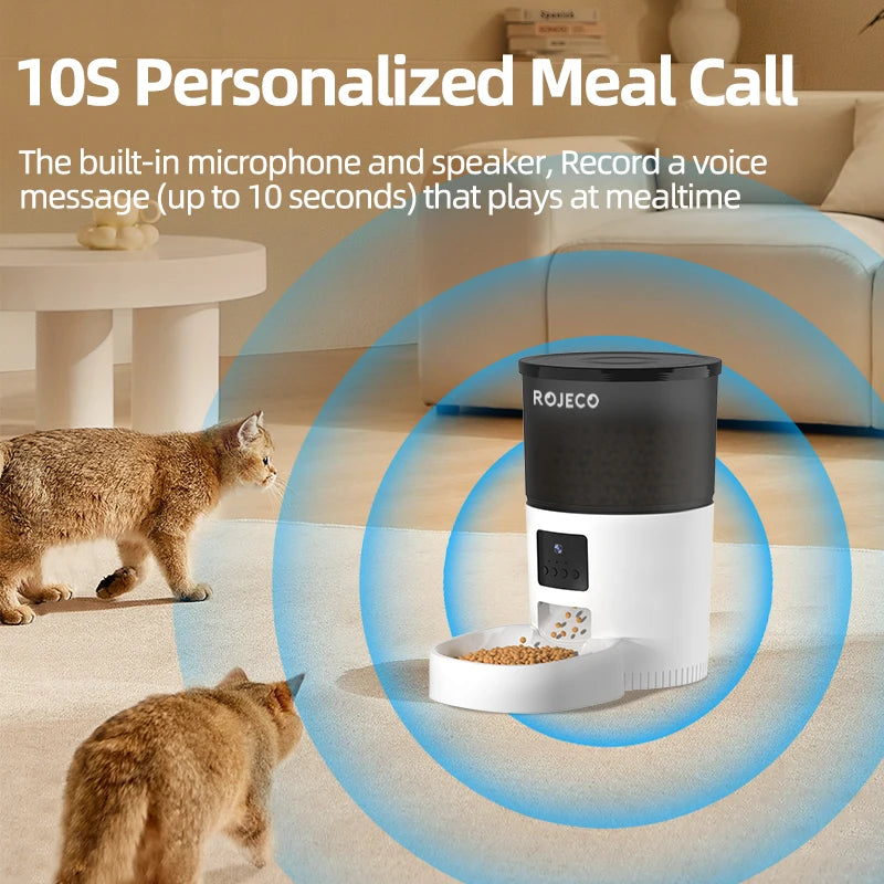 ROJECO Automatic Cat Feeder With Camera Video Cat Food Dispenser