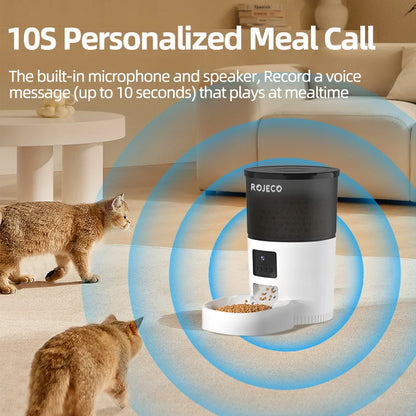 ROJECO Automatic Cat Feeder With Camera Video Cat Food Dispenser