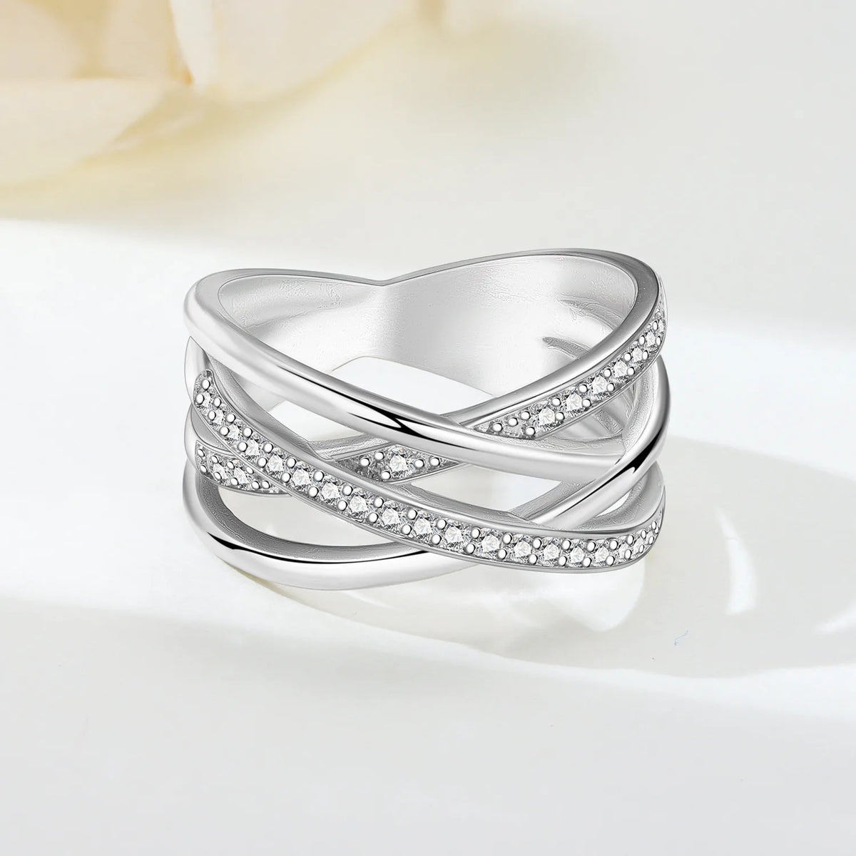 925 Sterling Silver Three-Ring Stackable Ring for Women