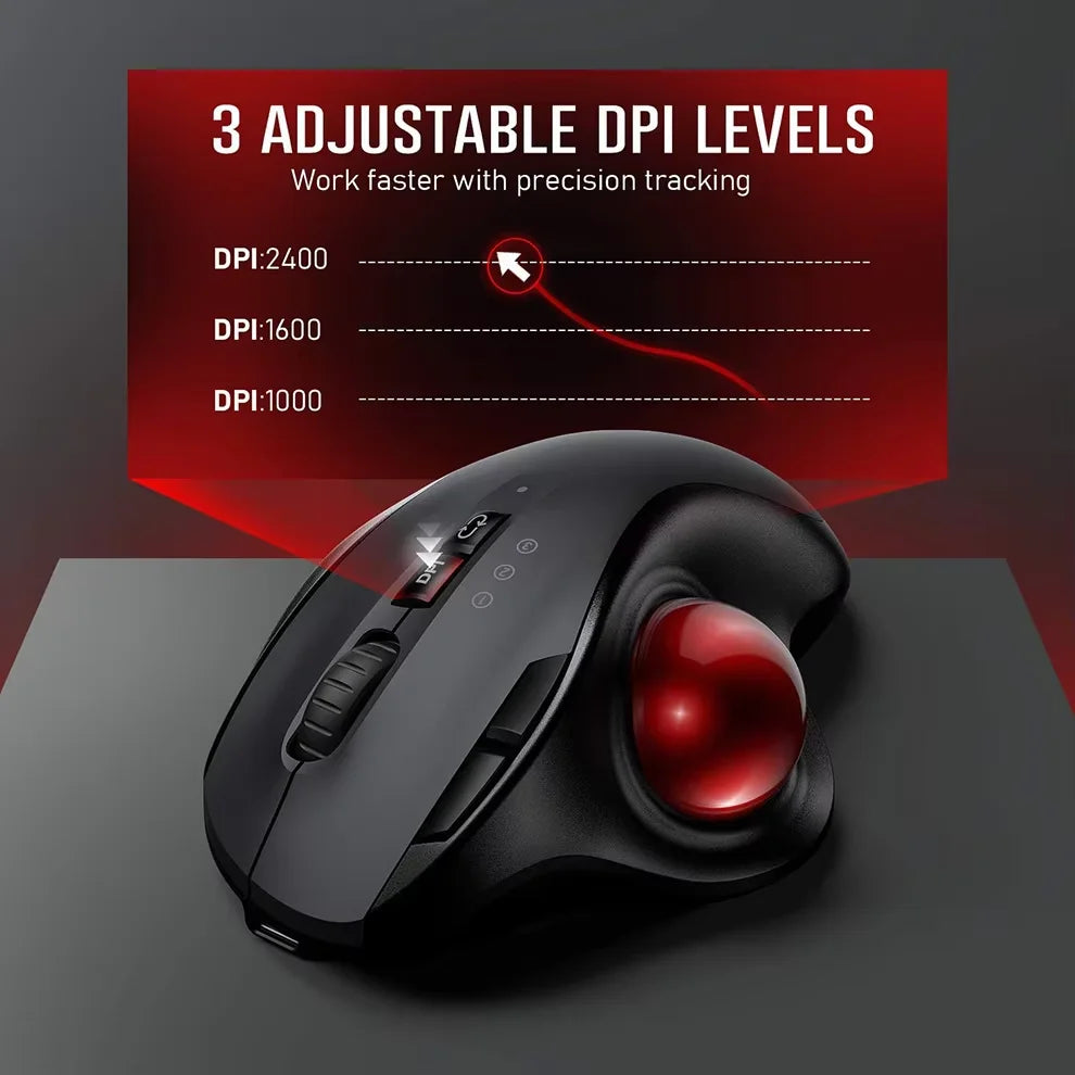Wireless Trackball Ergonomic Mouse Rechargeable