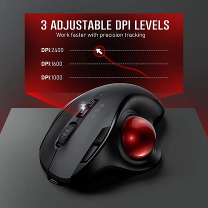 Wireless Trackball Ergonomic Mouse Rechargeable