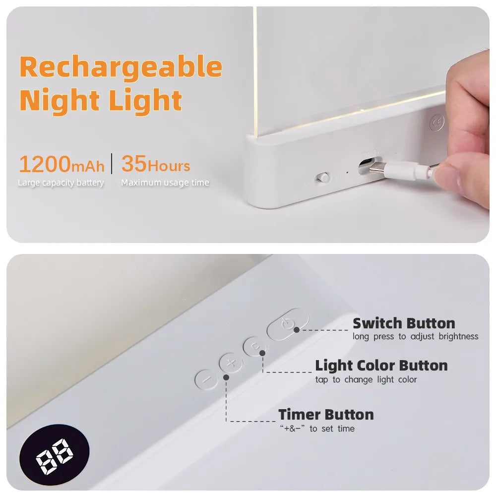 LED Flat Panel Book Light Eye Protection Night Vision