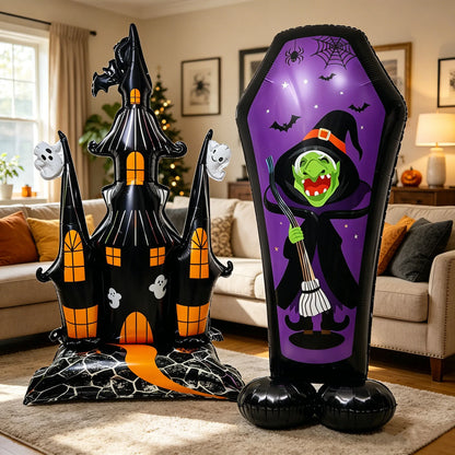 Large Halloween Standing Foil Balloons Haunted House Castle
