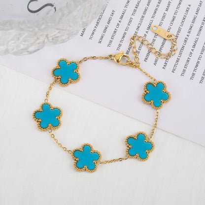 Stainless Steel Laser Five Leaf Flower Petal Adjustable Clover
