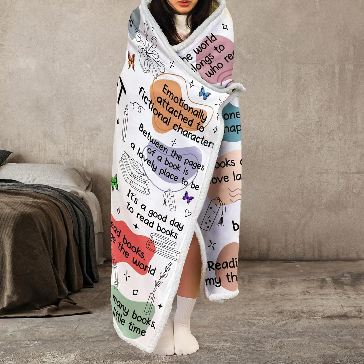 Personalized Wearable Hooded Blanket, Book Lovers Gifts