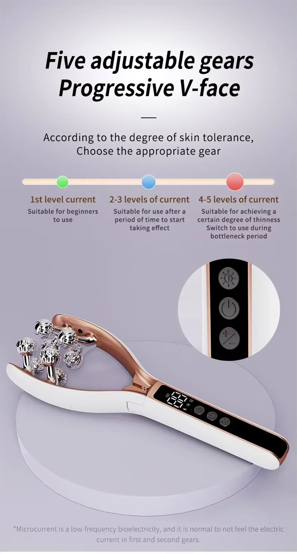 NEW RF EMS Micro Current Roller Face Slimming Artifact V Face
